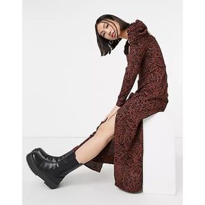 ☆ NWT & other stories zebra print midi dress with side slit in brown ☆